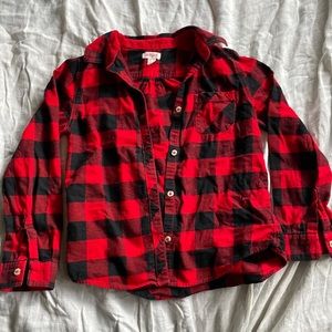 Girl’s Cat&Jack button down shirt. Red and black buffalo check. Good condition.